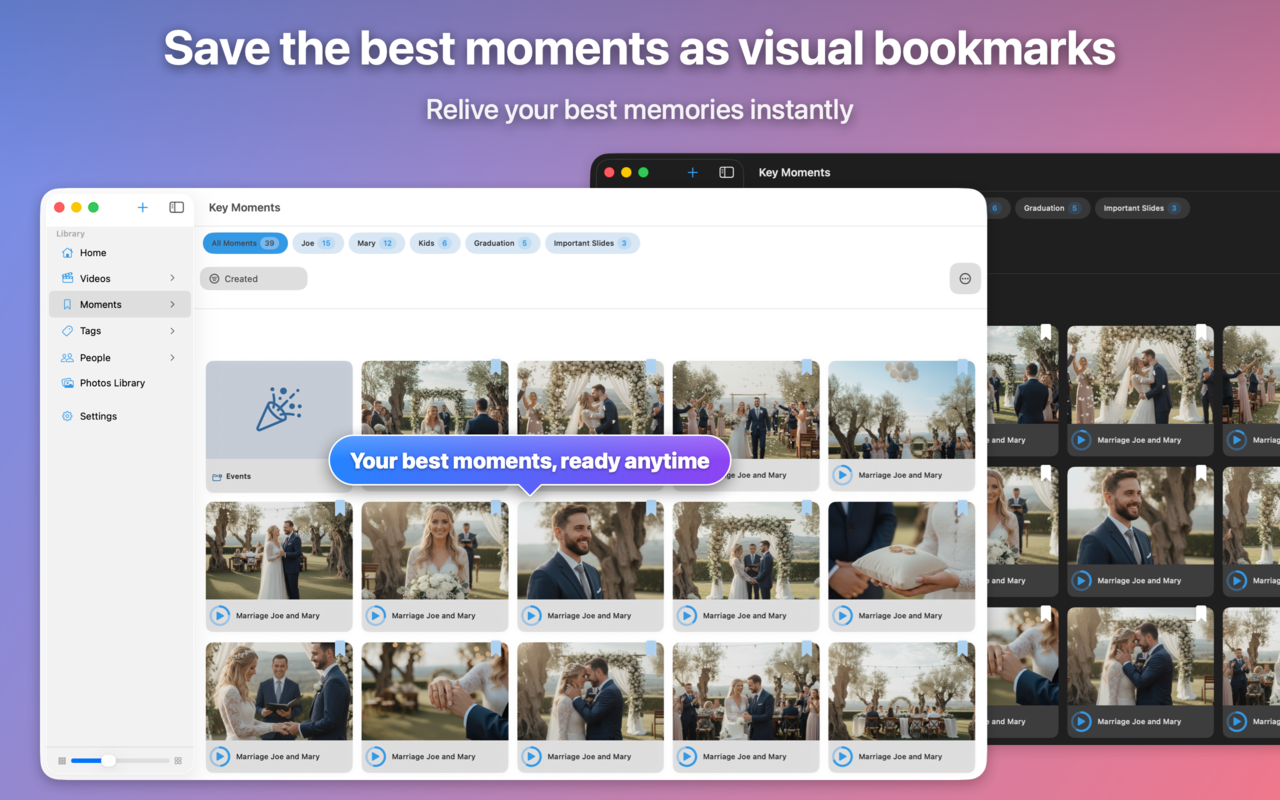 Gespeicherte Momente auf Mac